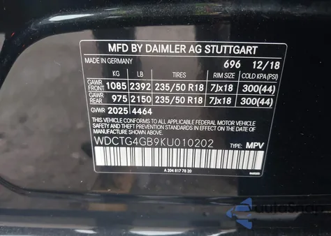 2019 Mercedes-Benz Gla 250 4Matic z USA, uszkodzony, nr VIN WDCTG4GB9KU010202